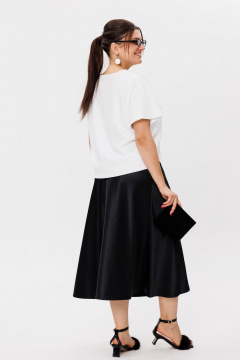 Юбка из атласа миди на косую с обтачкой и элегантным кроем Anelli 1291 черный_лебедь - фото 4