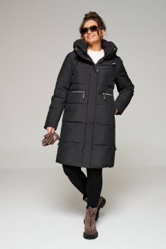 Пальто стеганое зимнее прямого силуэта из текстиля Beautiful&Free 6297 черный - фото 2