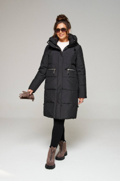 Пальто стеганое зимнее прямого силуэта из текстиля Beautiful&Free 6297 черный - фото 1