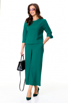 Костюм из текстиля юбка-брюки и блуза на каждый день Taita plus 2438 бирюза - фото 4