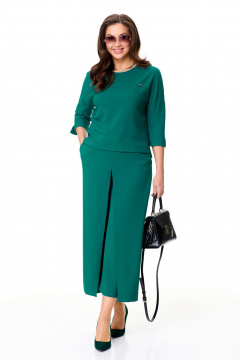 Костюм из текстиля юбка-брюки и блуза на каждый день Taita plus 2438 бирюза - фото 3