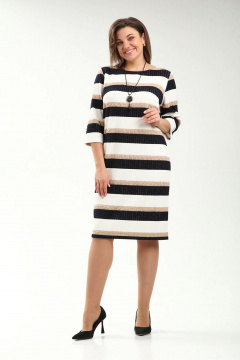 Платье из трикотажа в полоску круглый год на 3/4 рукав Fortuna ШЖ 636 новое - фото 1