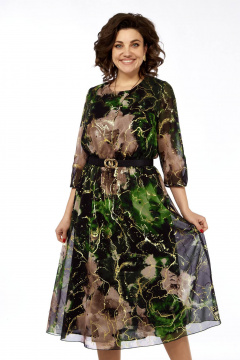 Платье с цельнокроеным вырезом и вставкой из резинки Matini 3.1797 изумруд - фото 5