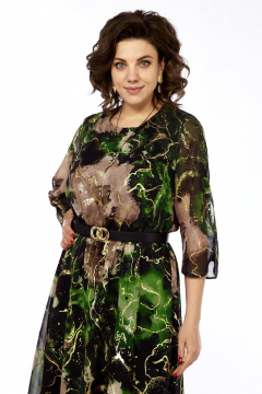 Платье с цельнокроеным вырезом и вставкой из резинки Matini 3.1797 изумруд - фото 4