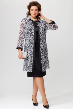 Нарядный кардиган с застежкой и воротником-стойкой Fita 20255 черно-белый - фото 5