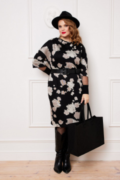 Платье прямого силуэта из трикотажа с карманами и поясом AGATTI 5654 - фото 1