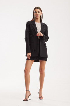 Бежевый комплект жакет, юбка и блуза в стиле нарядный N.O.W. 1511 - фото 4