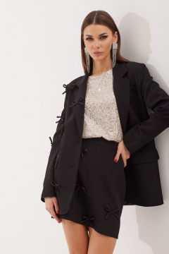 Бежевый комплект жакет, юбка и блуза в стиле нарядный N.O.W. 1511 - фото 3