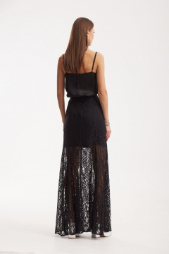 Черный комплект топ и юбка-годе из кружевного полотна N.O.W. 1522 - фото 2
