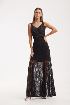 Черный комплект топ и юбка-годе из кружевного полотна N.O.W. 1522 - фото 5