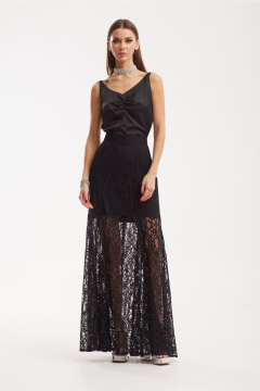 Черный комплект жакет, топ и юбка из кружевного полотна N.O.W. 1525 - фото 5