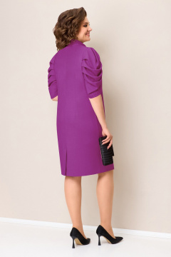 Розовое платье с объемными рукавами и молнией VOLNA 1388 фуксия - фото 3