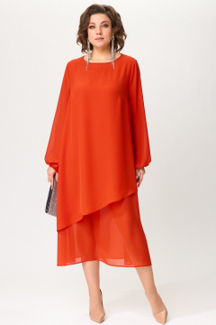 Двойное платье из шифона с асимметричным низом и съемным украшением Angelina & Сo 1198 - фото 2