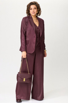 Костюм-тройка из текстиля с широкими брюками и жилетом для офиса и торжеств Angelina & Сo 1199 - фото 4