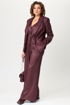 Костюм-тройка из текстиля с широкими брюками и жилетом для офиса и торжеств Angelina & Сo 1199 - фото 2