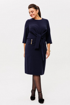 Платье приталенного силуэта из вискозы с цепочкой Anelli 1369 темно_ирисовый - фото 4