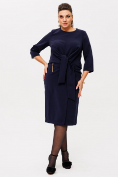 Платье приталенного силуэта из вискозы с цепочкой Anelli 1369 темно_ирисовый - фото 2