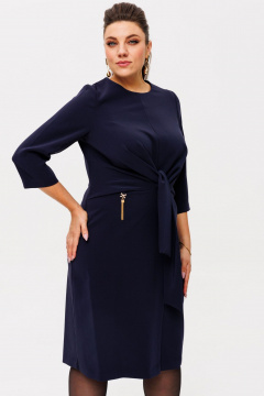 Платье приталенного силуэта из вискозы с цепочкой Anelli 1369 темно_ирисовый - фото 1