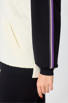 Демисезонный комплект черных и молочных брюк с жакетом из ткани DaLi 5729.2 молочный - фото 5