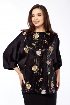 Блуза из атласа с пайеточной вставкой для вечерних образов Needle 565 - фото 1