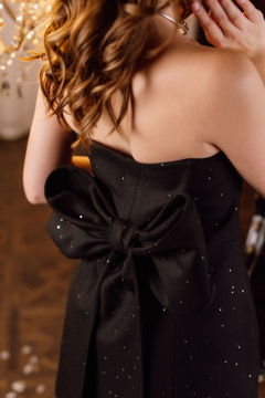 Платье с рельефами и изюминкой из регилиновой тесьмы Jolie 16479 черный-пайетки - фото 5