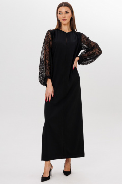 Длинное платье из хлопка с полупрозрачными рукавами и разрезами Kivviwear 4253.01 - фото 1