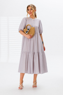 Платье расширенного силуэта с воланами из хлопка Marshop М151 лила - фото 3