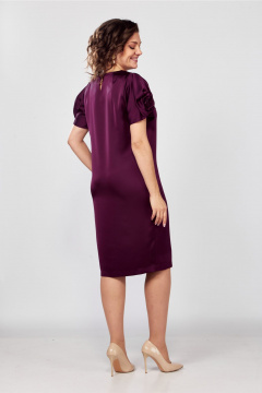 Платье-футляр из стрейч-сатина с рукавом с розой Rishelie 978 марсала - фото 2