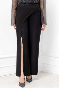 Черные свободные брюки с запахом и декоративным разрезом Gold Style 2692 - фото 5