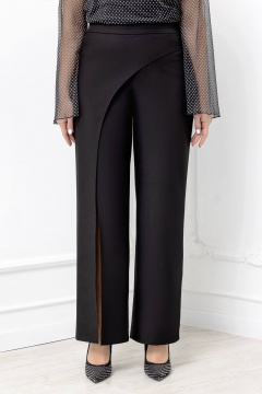 Черные свободные брюки с запахом и декоративным разрезом Gold Style 2692 - фото 4