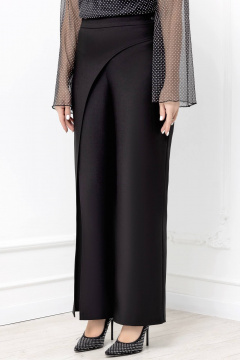 Черные свободные брюки с запахом и декоративным разрезом Gold Style 2692 - фото 3