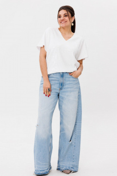 Круглогодняя белая блузка из пайеток с асимметричным низом Anelli 1522 мартини - фото 4