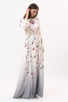 Платье нарядное из текстиля с мультиколор и молочным цветом Art Ribbon M1039P - фото 3