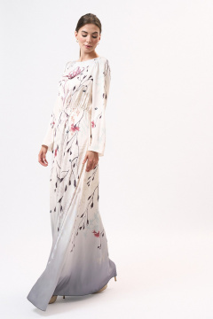 Платье нарядное из текстиля с мультиколор и молочным цветом Art Ribbon M1039P - фото 2