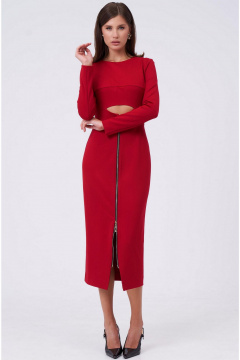 Платье с вырезом под грудью и эффектом топа из трикотажа KaVaRi 1065.3 красный - фото 1