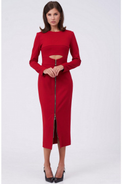 Платье с вырезом под грудью и эффектом топа из трикотажа KaVaRi 1065.3 красный - фото 4