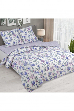Постельный комплект поплин хлопок фиолетовый евро с карманом АРТПОСТЕЛЬ 900 незабудка - фото 1