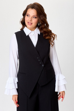 Жилет женский двубортный узкий с асимметрией текстиль Svetlana-Style 1965 черный - фото 1