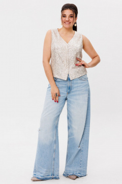 Пайеточный жилет с V-образным вырезом и рельефами Anelli 1500 солнечные_блики - фото 2