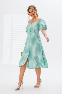 Платье-сарафан с объемными рукавами и оборкой миди Marshop М153 бирюзовый - фото 2