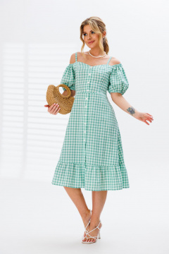 Платье-сарафан с объемными рукавами и оборкой миди Marshop М153 бирюзовый - фото 1