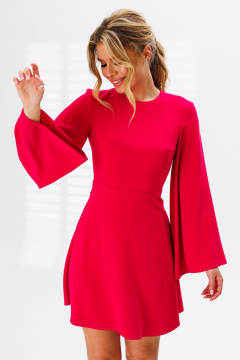 Платье приталенное нарядное из текстиля с открытой спиной Marshop M136 коралл - фото 5