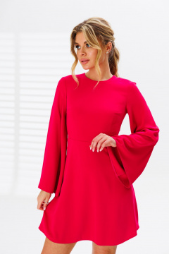 Платье приталенное нарядное из текстиля с открытой спиной Marshop M136 коралл - фото 4