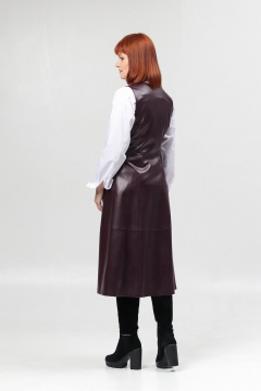 Сарафан из эко-кожи с запахом и отрезной талией Соджи 640 бордовый - фото 3