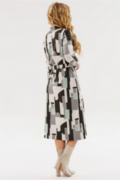 Трикотажное платье свободного кроя с карманами и поясом Faufilure C1690 - фото 3