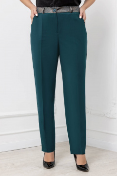 Костюм из текстиля с прямым пиджаком и зауженными брюками Gold Style 2668 изумрудный - фото 5