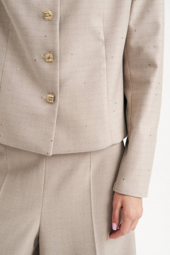 Бежевый костюм из текстиля с пайетковым жакетом и палаццо Fantazia Mod 4980/1 - фото 3