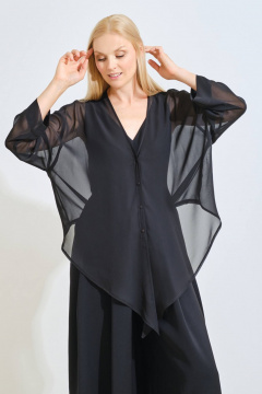 Нарядная черная блуза с круглым вырезом Achosa 2244 прозрачный - фото 1
