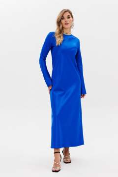 Платье атласное макси с расклешенными рукавами и полусвободным кроем Anastasia 1184 индиго - фото 3