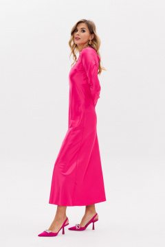 Платье из текстиля макси, рюшами и расклешением, полусвободный крой Anastasia 1184 фуксия - фото 4